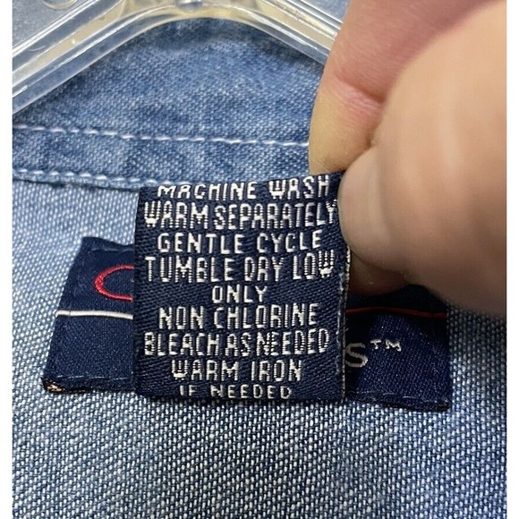 CST Blues Denim Shirt Size 30 With Embroidered Teddy Bear Patriotic Teacher - Picture 4 of 5